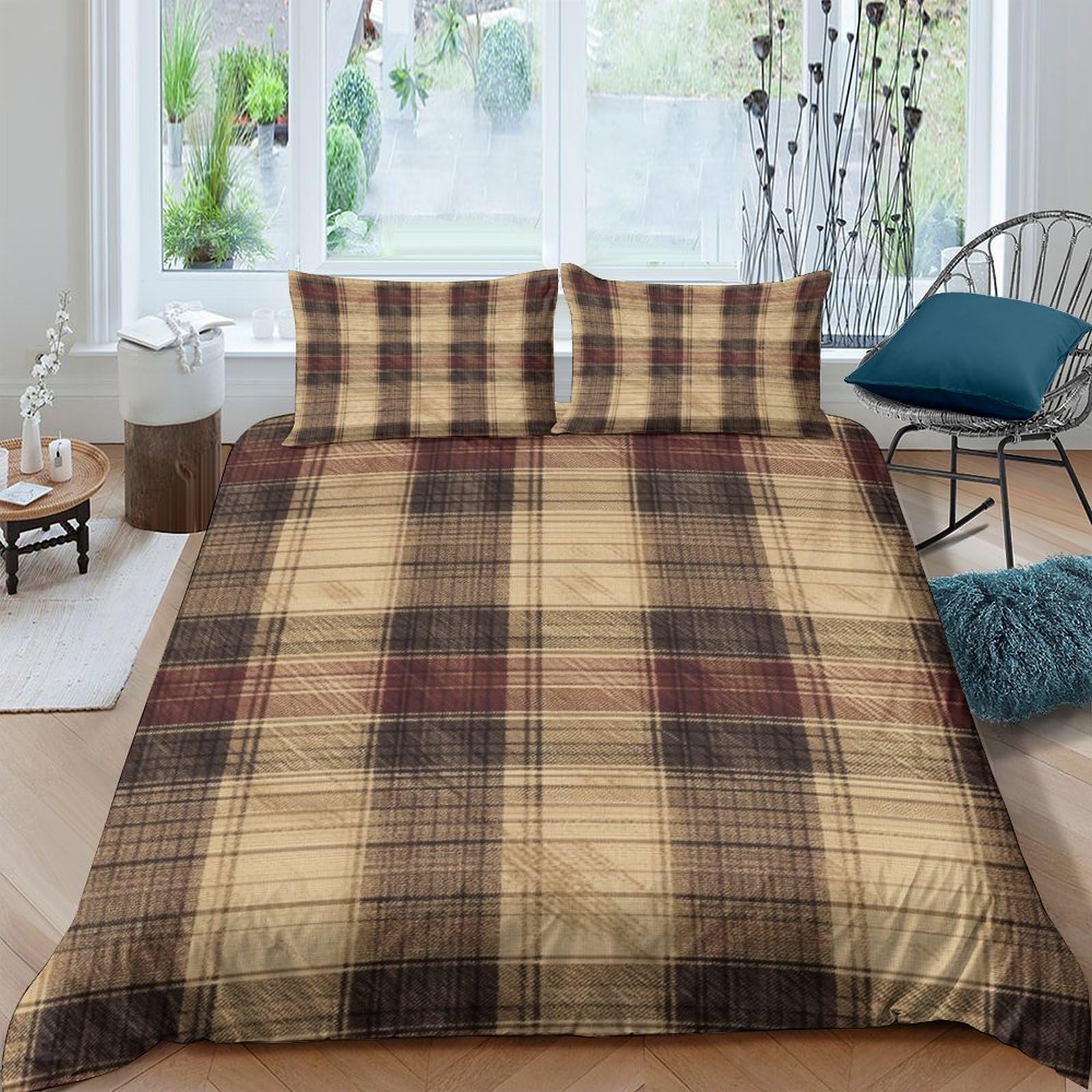 Linge de lit écossais 200x200 housse de couette microfibre pour ambiance chaleureuse de chambre