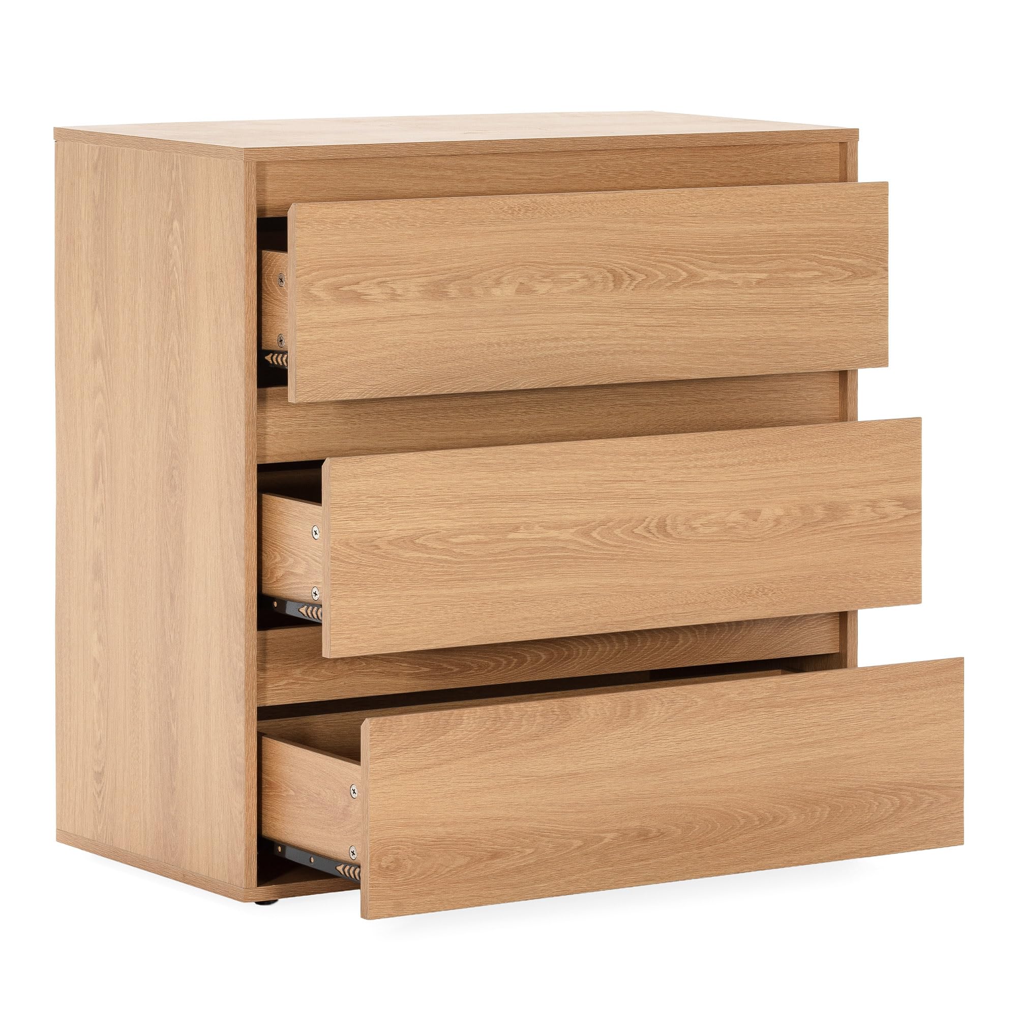 HOMN LIVING Cómoda de Noche Tori 3 cajones Color Roble, 80 cm (Ancho) 40 cm (Profundo) 80 cm (Altura)