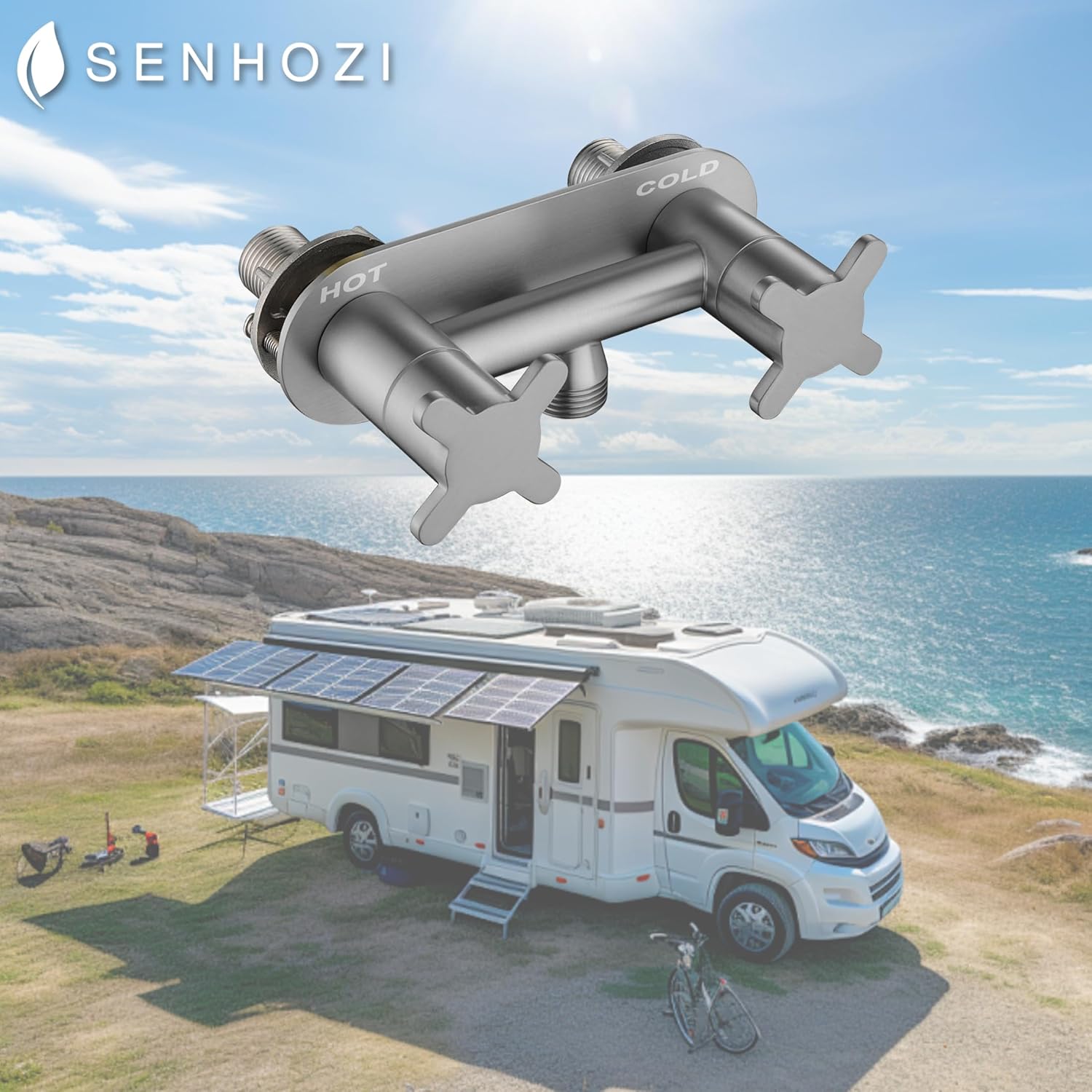 All Metal RV Shower Faucet Brushed Nickel, Stainless Steel Camper Valve, 4 Inch Replacement Diverter for Indoor and Outdoor Shower, SE-2001-BN