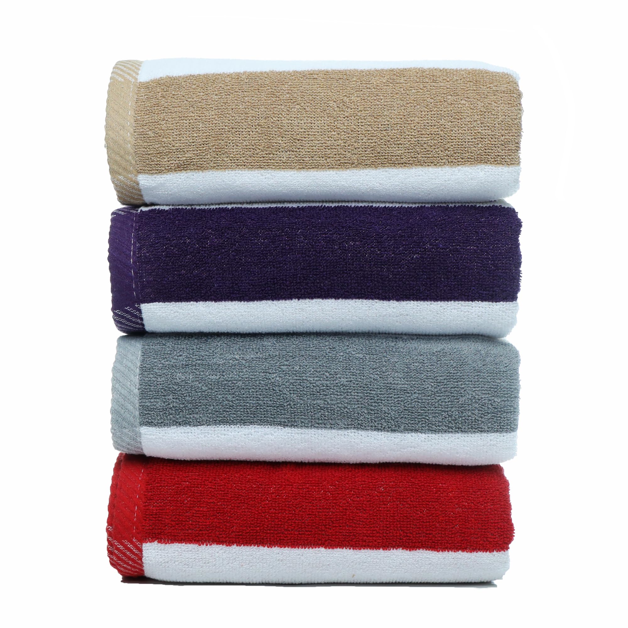 UnicottsBath Towel Set of 4 Terry Cabana 100% Cotton Pool Towels, Extra Large (30 x 60 Inches) Cabana Stripe Lightweight and Highly Absorbent Quick Drying Towels for Sport, Yoga, Hotel