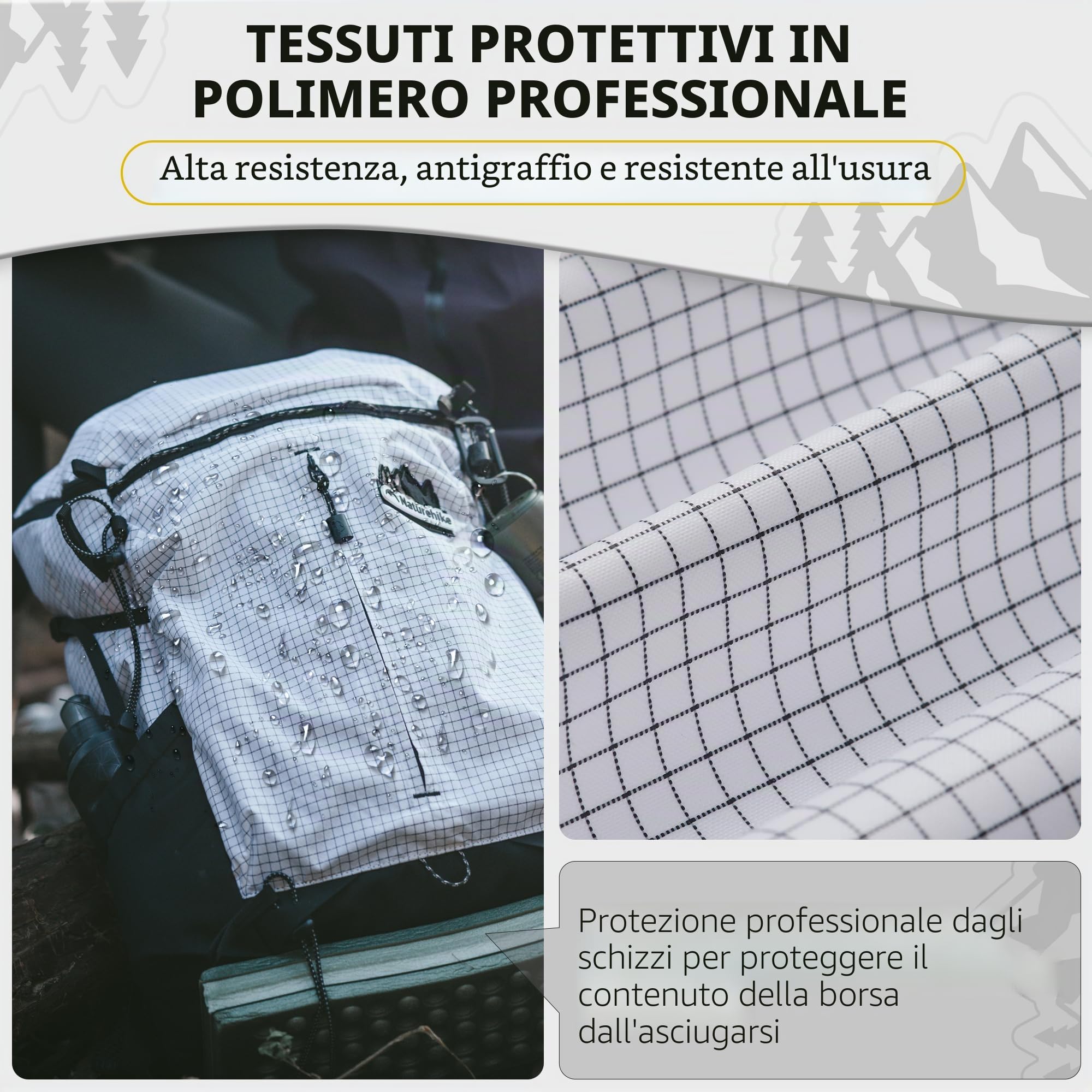 Naturehike Zaino da trekking impermeabile resistente ai graffi e all'usura traspirante ideale per campeggio escursioni viaggi all'aperto con scomparto per sacca idrica 25L in Bianco