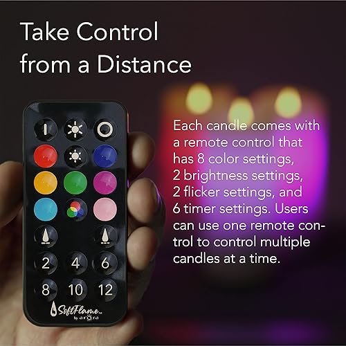 Miniatura 6 de Vela LED sin llama multicolor parpadeante de 3 x 7 pulgadas, funciona con pilas, cera real, blanco, control remoto con temporizador Blanco