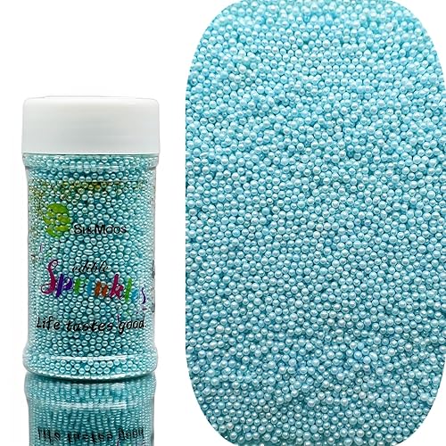 SE Si&Moos Nonpareil - Gránulos comestibles de 0.079 pulgadas, color azul claro, para decoración de pasteles, decoración de galletas, boda, ducha,