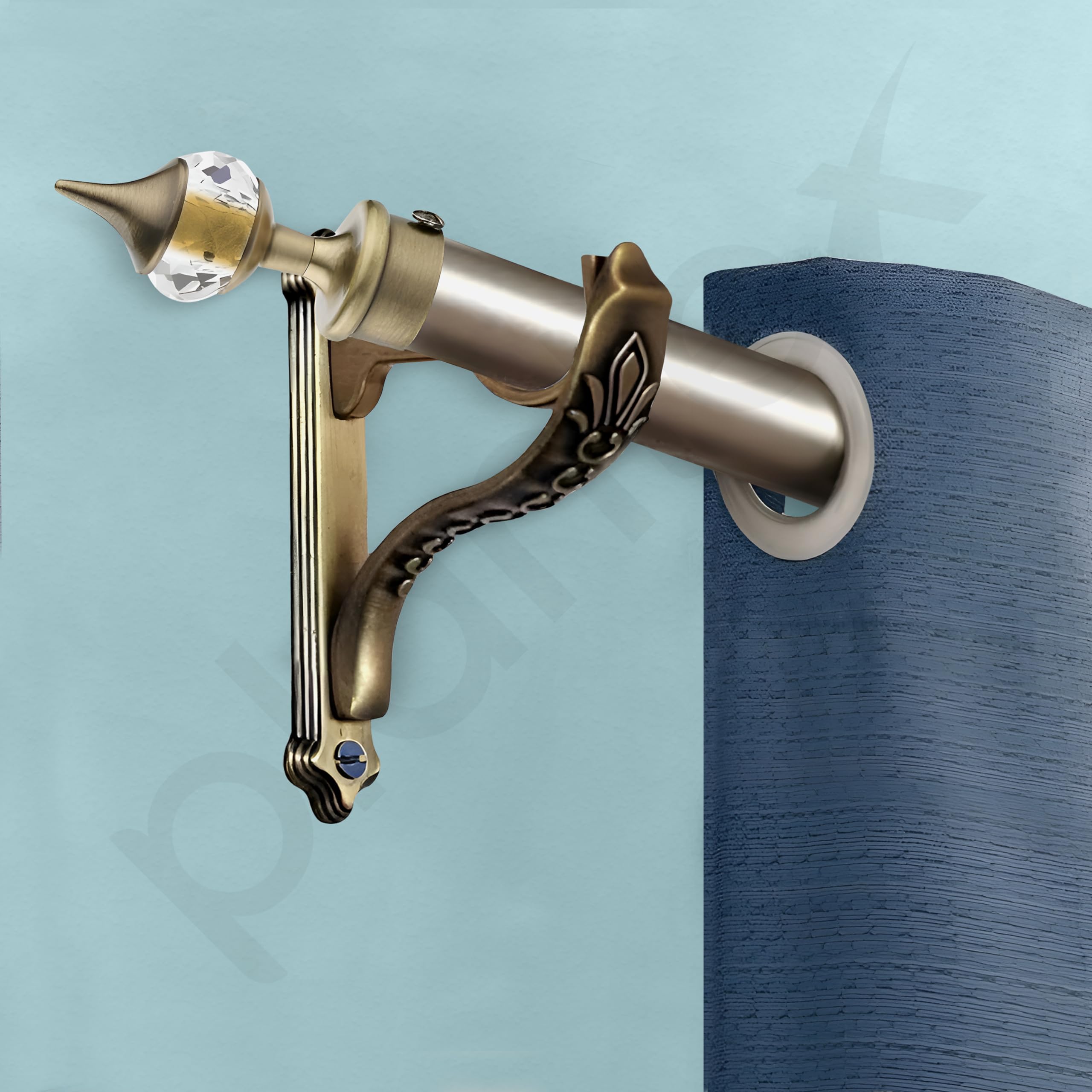 Plantex Heavy Duty Aluminium Diamond Curtain Holder/Curtain Brackets/Curtain Rod Holder with Support 1 Inch Rod (Brass Antique - 4 Pair) — Amazon image 8