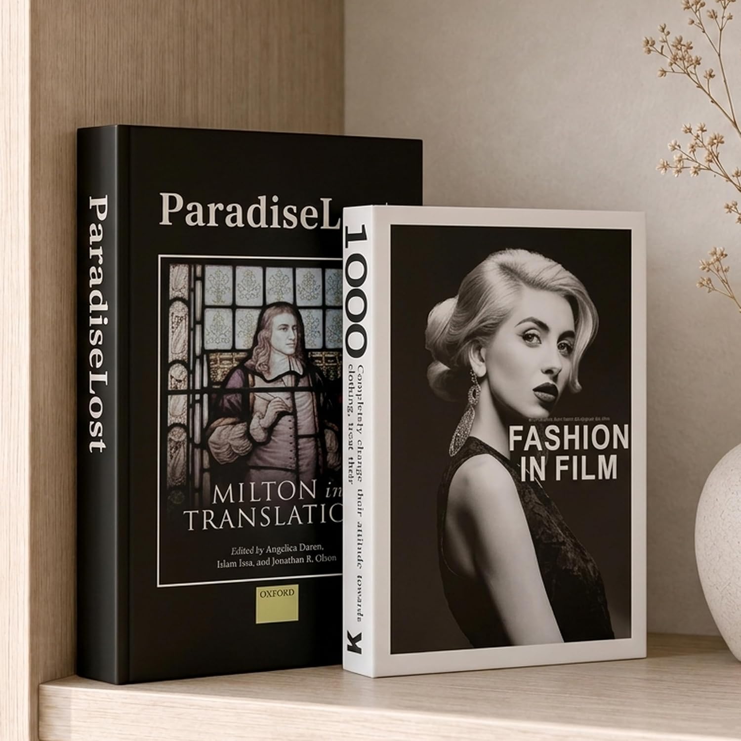 Decorative Books Set of 2, Black and White Book Boxes with Hidden Storage
