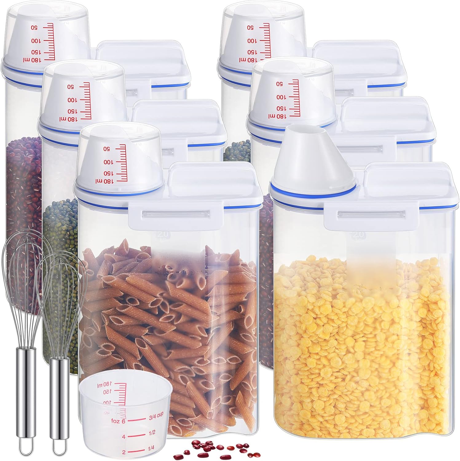 6 Pcs Rice Storage Bin Cereal Containers Dispenser with