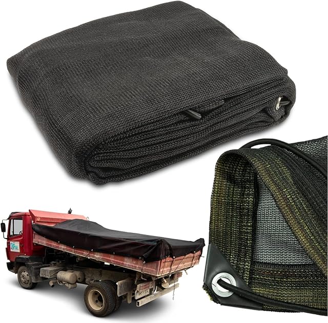 CargoVA® siatka na przyczepę o drobnych oczkach 3 x 6 m  czarna siatka maskująca o drobnych oczkach z gumową linką  do optymalnego zabezpieczenia ładunku