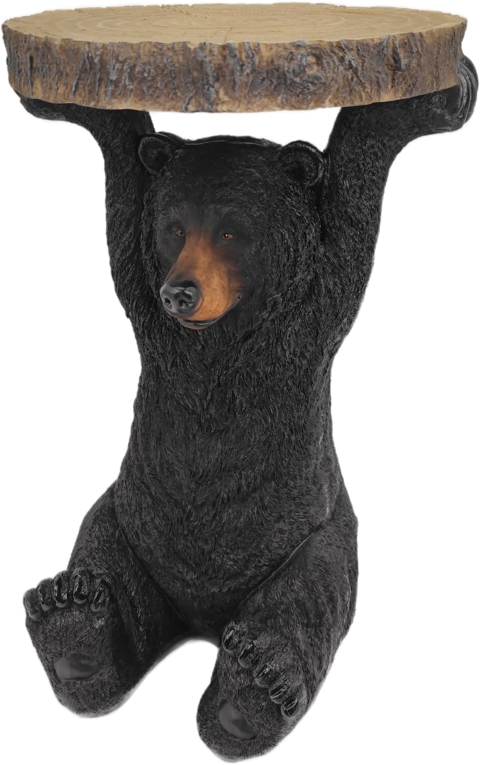 GENUINQ American Black Bear Side Table Pedestal End Table Stool Resin Bear Statue Hand Painted Sculpture Home Office Living Room Decor
