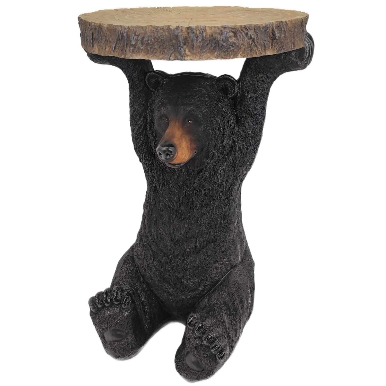 American Black Bear Side Table Pedestal End Table Stool Resin Bear Statue Hand Painted Sculpture Home Office Living