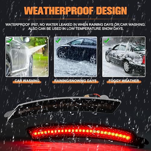 Miniatura 6 de Gempro Luces LED de marcador laterales traseras rojas para parachoques 2008-2014 MINI Cooper R55 R56 R57 R58 R59 R60 R61 Reflectores lente ahumada,