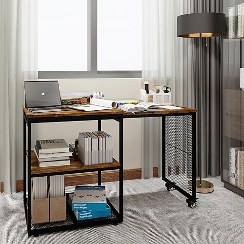 Miniatura 7 de Natwind Soporte de impresora grande con estantes de almacenamiento, mesa extensible para manualidades en casa, escritorio de organización de oficina