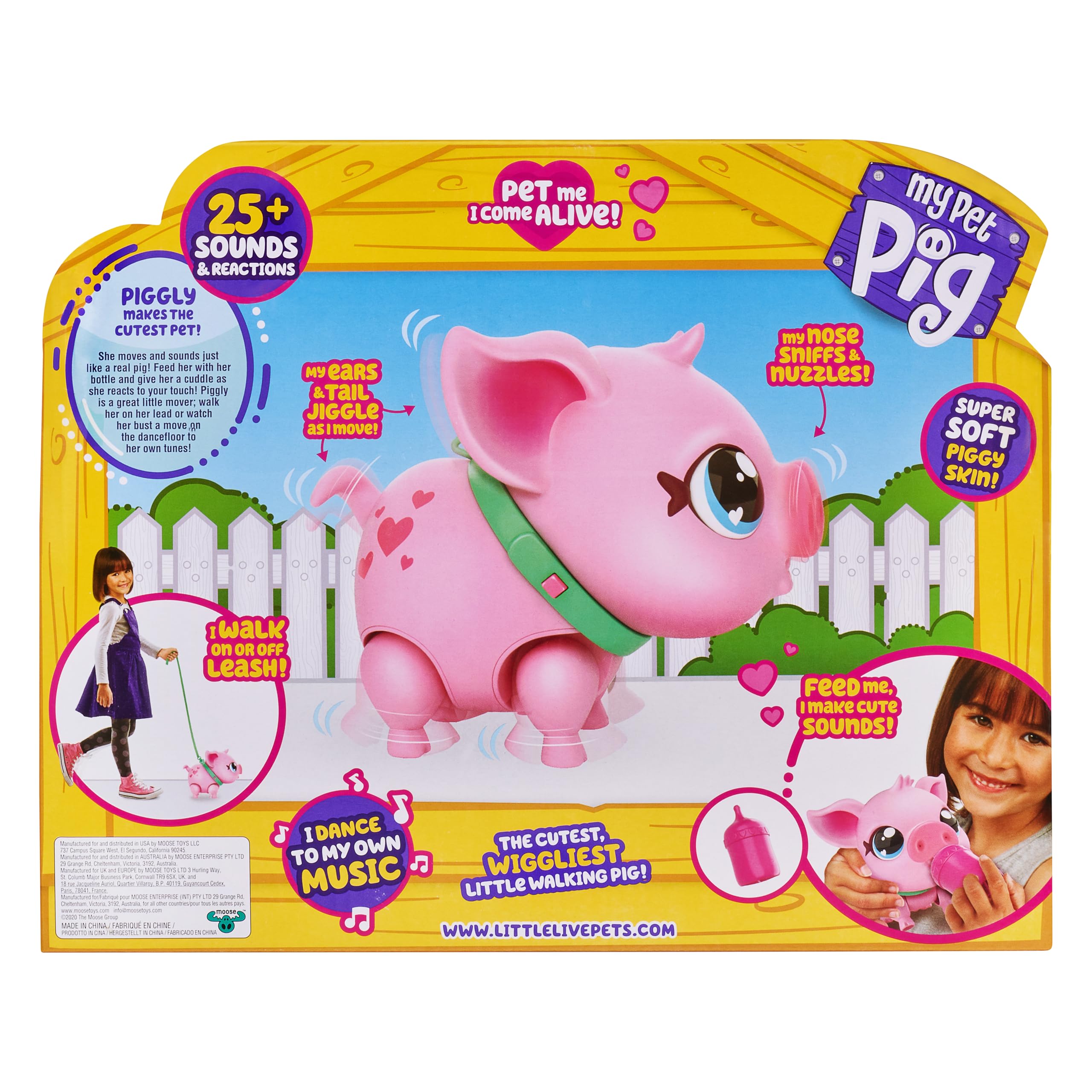 Little Live Pets My Walking Pig cerdita interactiva, Suave y Alegre Que Camina, Baila y te acaricia con la Nariz. Más de 20 Sonidos y reacciones. Pilas Incluidas. A Partir de 4 años.