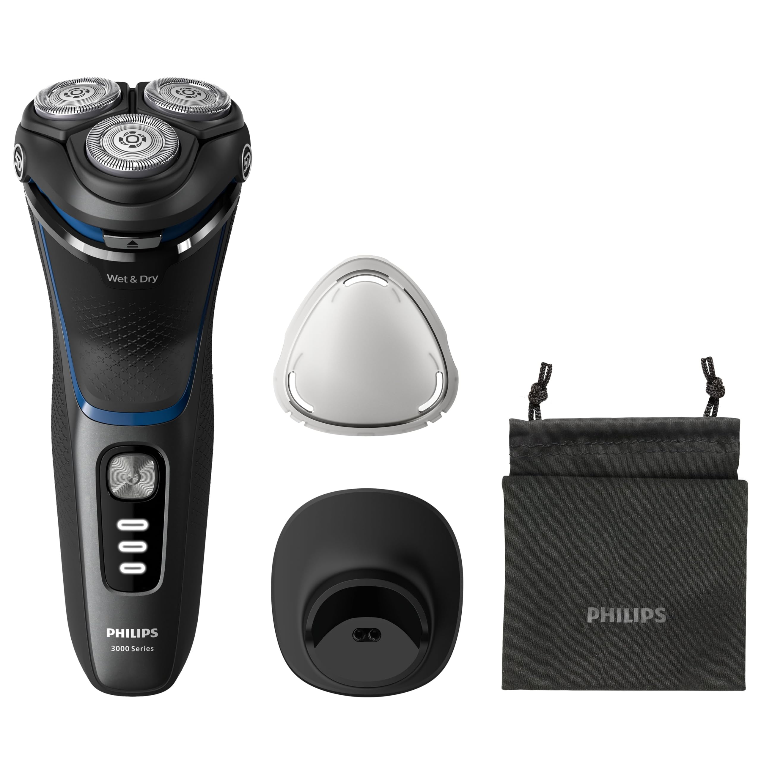 RASOIR SERIE 3000 3 TETE W&D LI ION 1H AUTON 60MIN INDIC 3 LIVELLI DI PHILIPS - S3344.13