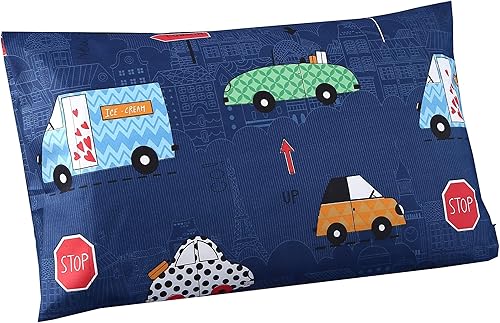 Miniatura 4 de MAG Juego de sábanas de 4 piezas de transporte azul, juego de sábanas tamaño individual para automóvil, para niños, adolescentes y niñas