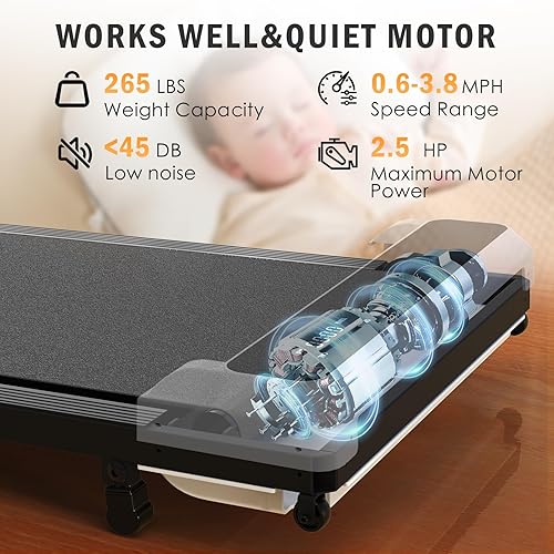 Miniatura 2 de Caminadora 2 en 1 para caminar y trotar, caminadora debajo del escritorio para oficina en casa con control remoto, almohadilla portátil para caminar