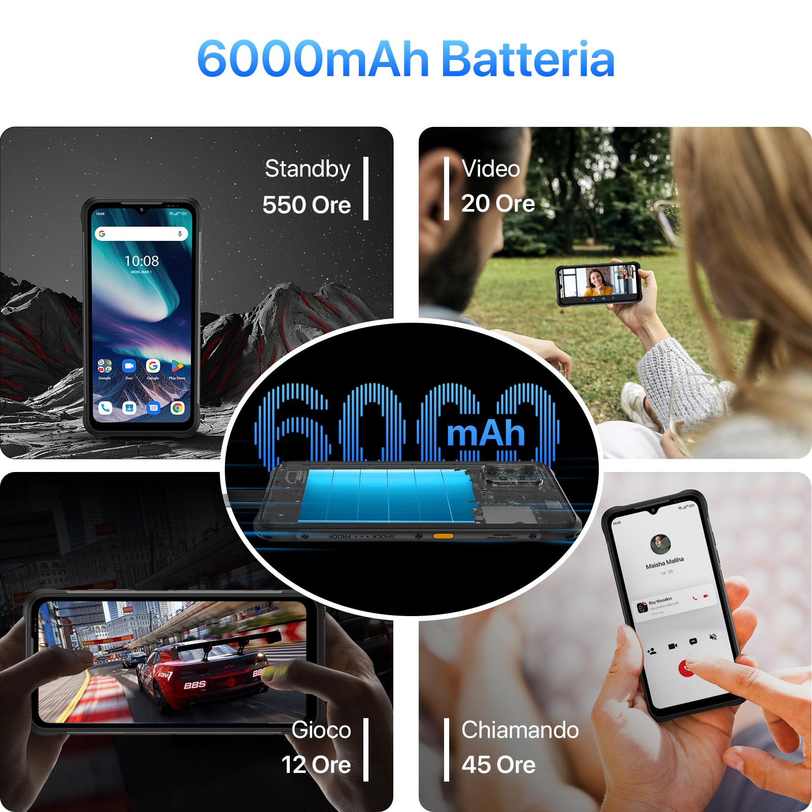 UMIDIGI BISON X20 Rugged Smartphone,12GB (6+6)+128GB/1TB Telefono Indistruttibile,6000mAh Android 13, 20MP Fotocamera, 6,53" Schermo, IP68 Impermeabile Cellulare Antiurto, Dual 4G SIM/Face ID/NFC/GPS