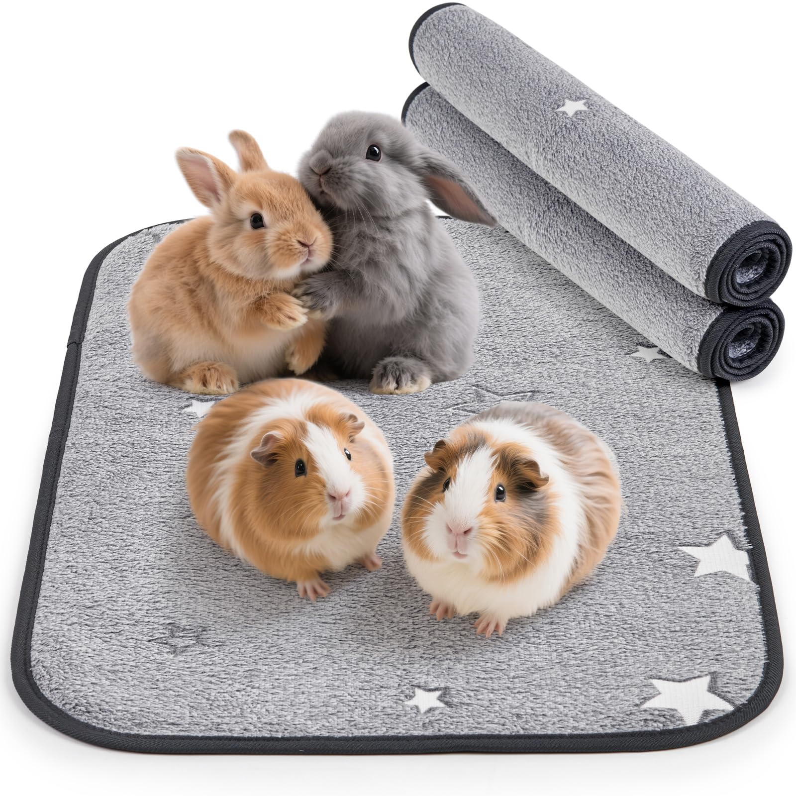 PICK FOR LIFE 40x60cm wasserdichte & Schnell Saugfähige PIPI Pads für Meerschweinchen und Kaninchen - Waschbare Fleece Unterlage für Käfig, Boden, Sofa