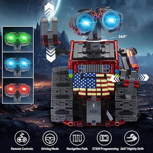 Miniatura 3 de JOJO&Peach STEM Robot Juguetes de construcción, control remoto y APP controlado 4 en 1, robot de pared, auto de acrobaciarobot triangular, proyectos