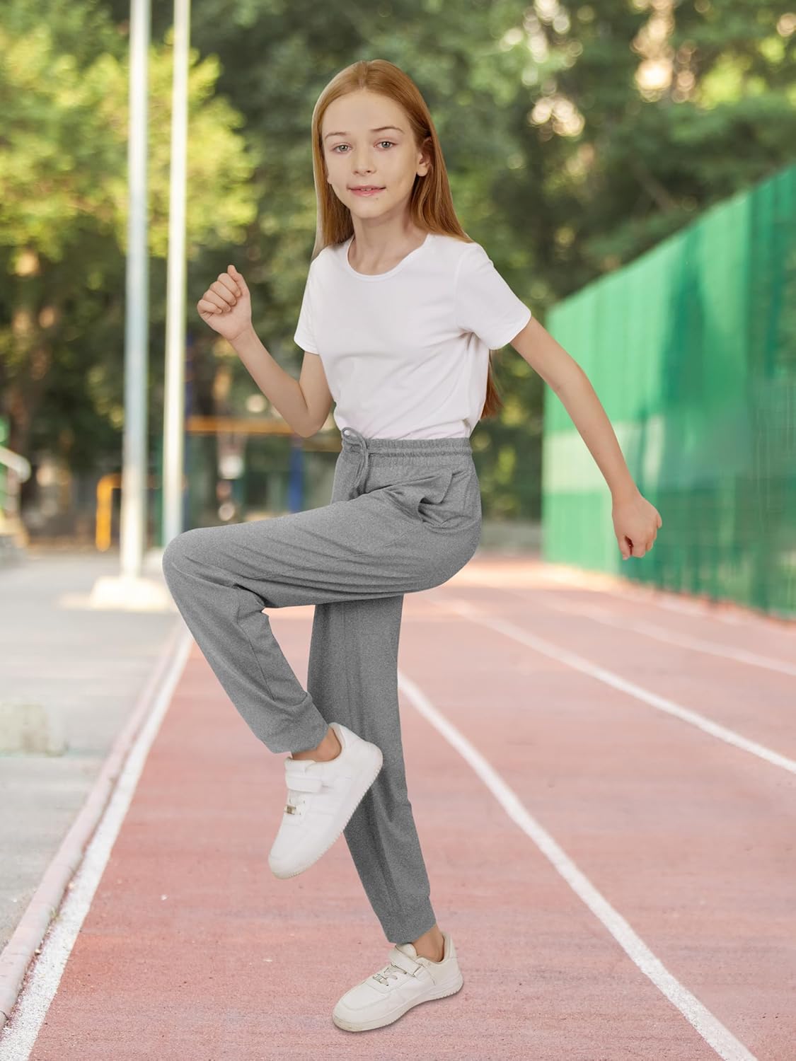 Resinta Girls' Dry-Fit Jogger Sweatpants Lounge Soft Athletic Performance Kids Joggers with Pockets & Drawstring - Image 4