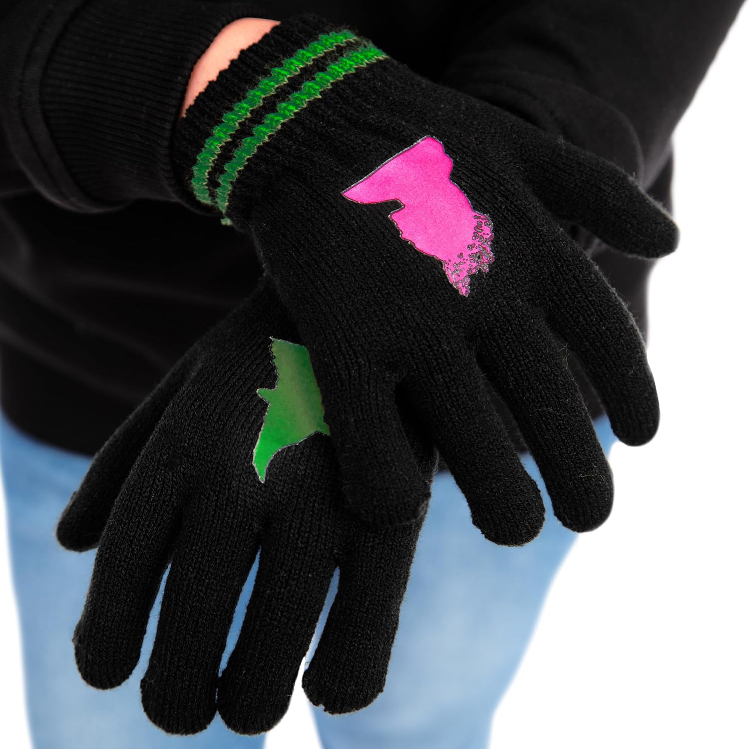 wicked Hat And Gloves For Girls, Glinda And Elphaba Kids Hat & Kids Winter Gloves, Green, One Size - Image 3