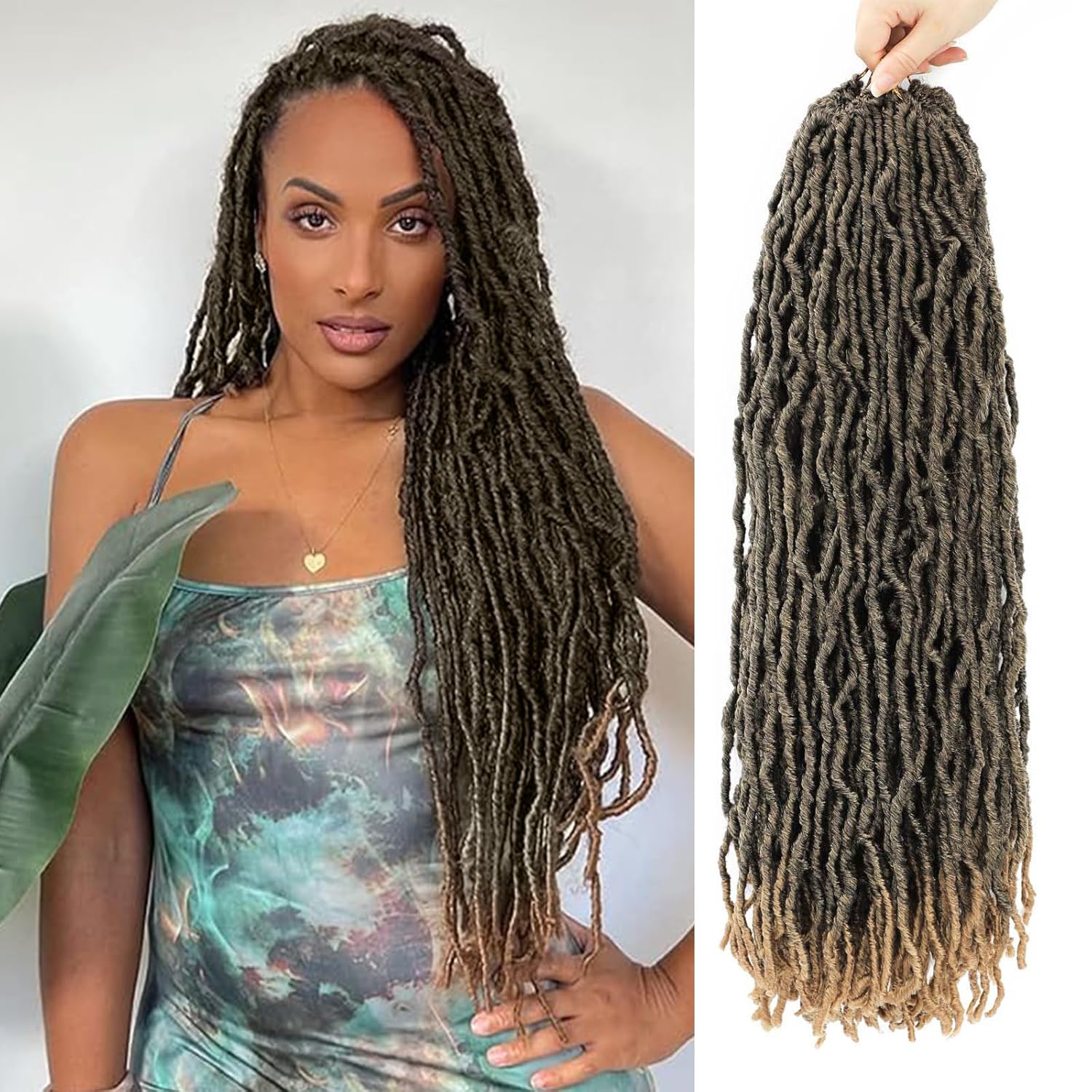22 Inch Soft Locs 7 Packs Pre Looped Faux Locs Crochet Hair Ombre Blonde Soft Locs Curly Crochet Hair For Black Women(22inch, 7 Packs, T27)