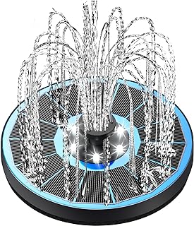 Solar Fountain Glass Panel with 2200 mah Battery, 3.5W Floating Solar Water Fountain with 4 Fixed Rods, Solar Fountain Pump for Bird Bath, Garden, Pond, Pool, Outdoor-White Lights