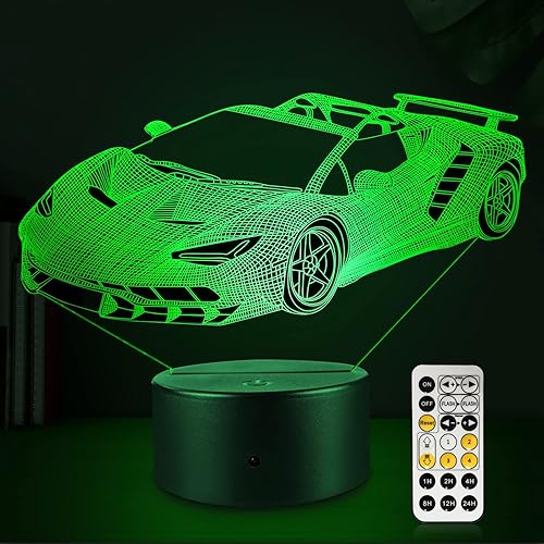 FlyonSea Regalos de auto de carreras lámpara de coche para fiesta suministros de 7 colores que cambian de luz nocturna con control táctil y remoto
