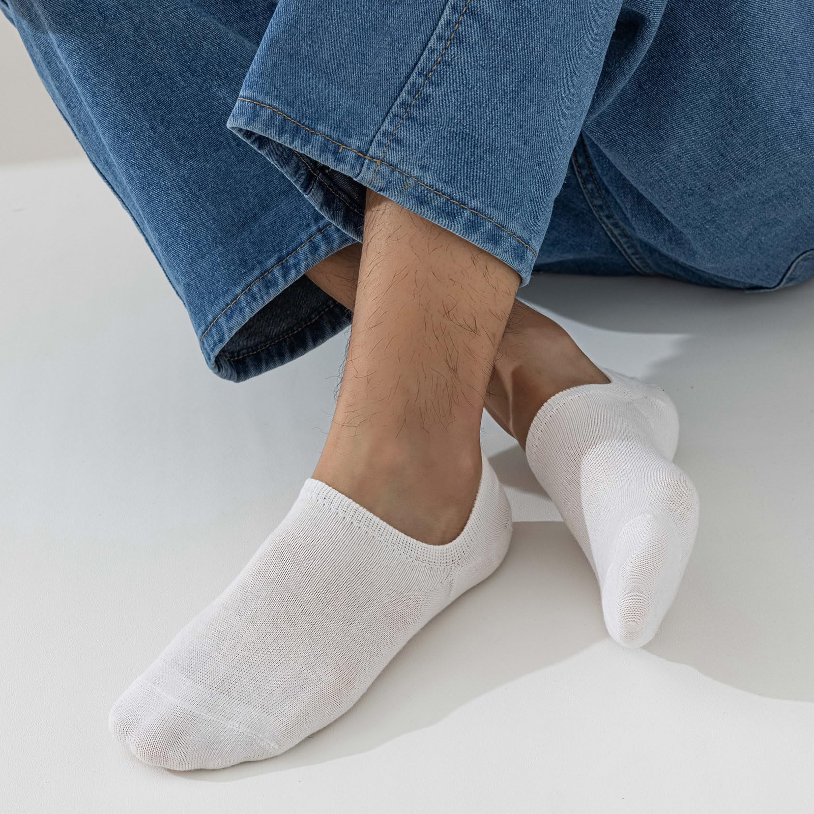 Niofind Lot de 6 paires de chaussettes invisibles invisibles en coton pour homme et femme avec doublure en silicone antidérapant