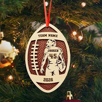 Personalized Football Ornament 2026, Custom American Football Wooden Christmas Ornament, Custom Team Ornament Footballs Player Gift Keepsake, Personalized Christmas Tree Decoration