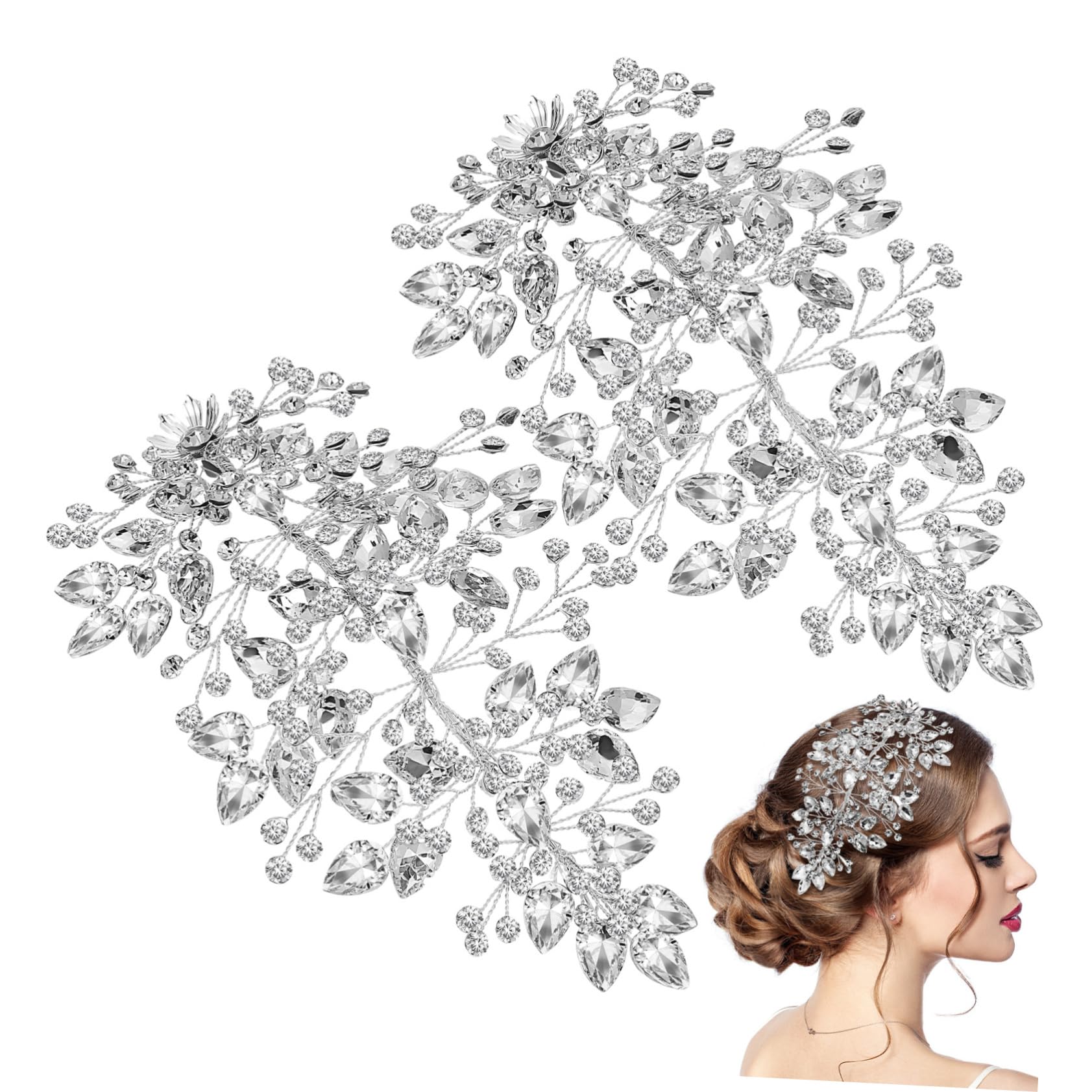 Accessoire de cheveux mariée : lot de 2 vignes flexibles pour sublimer un chignon de mariage - 8