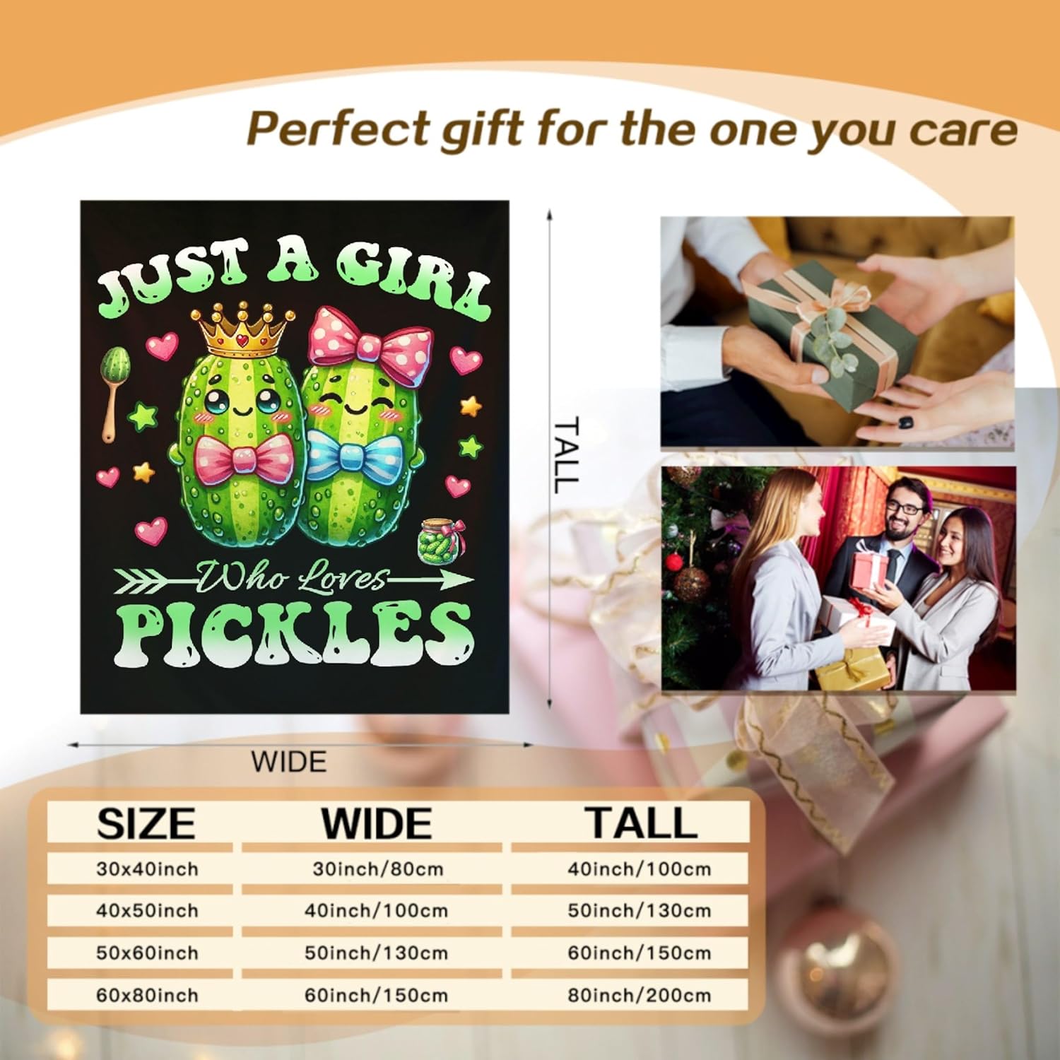 Pickle Blanket for Girl, Just A Girl Who Loves Pickles Blankets, Pickle Decorations, Gift for Girls Pickle Lover, 40"x50" Soft Lightweight Plush Throw Blanket for Couch Bed Sofa Decoration - Image 2
