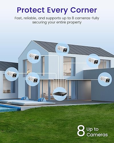 Miniatura 9 de Sistema de cámara de seguridad para el hogar 4K, NVR de 8 canales con disco duro de 2 TB + 4 cámaras IP PoE de 8 MP para exteriores con detección de