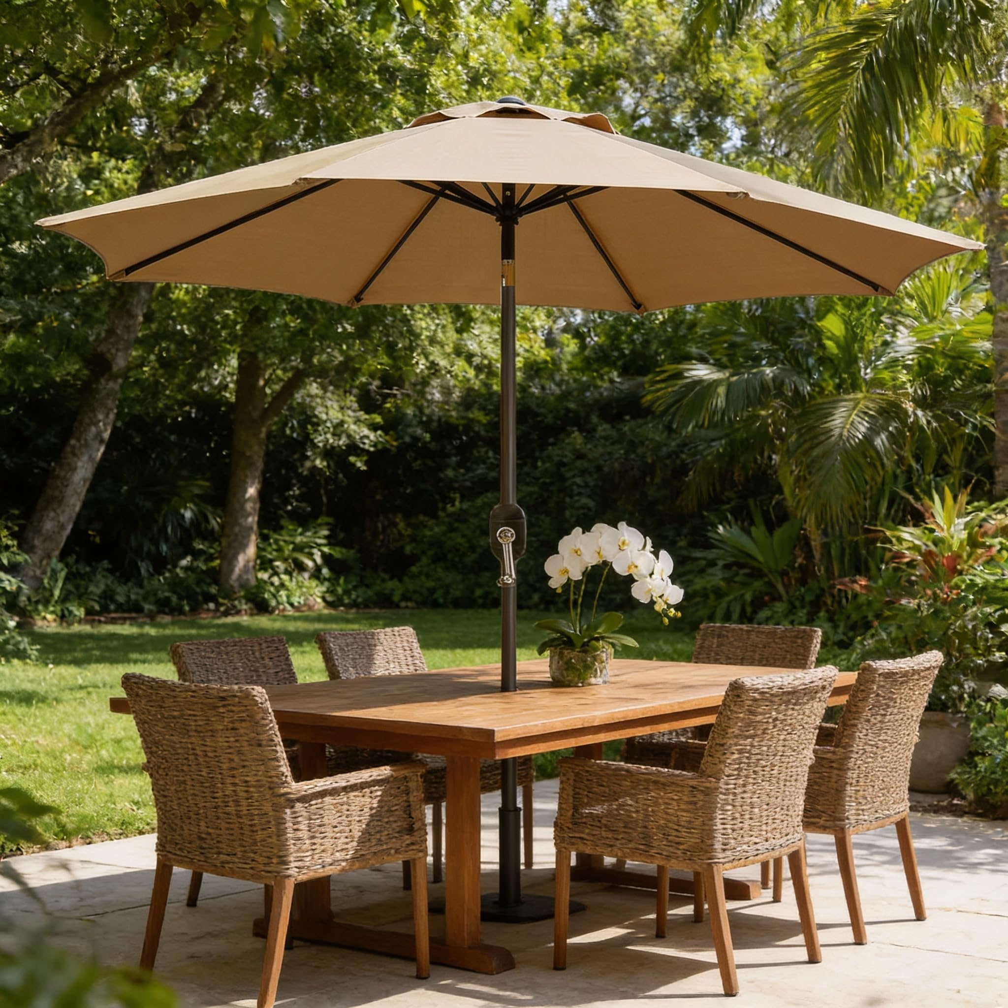 Arreditaly Parasol Ogrodowy Dla Balkonu Z Powietrza Wiatr Regulowane Przechylanie Otwieranie Korby Anti UV Wodoodporna Dla Morza Plaża Basen Taras 2.7 M