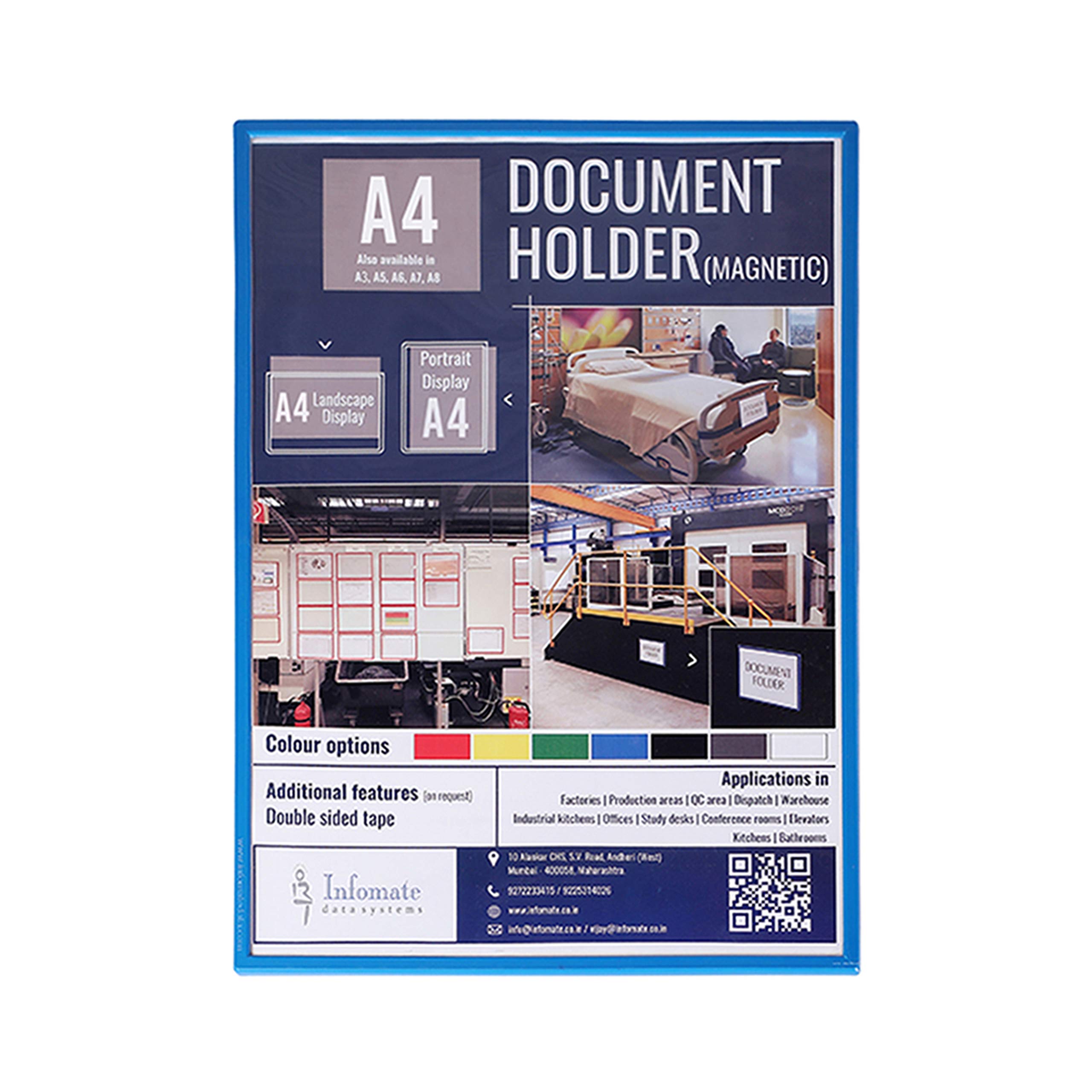 Infomate A4 Magnetic Document Holder - Pack of 4, Blue 1