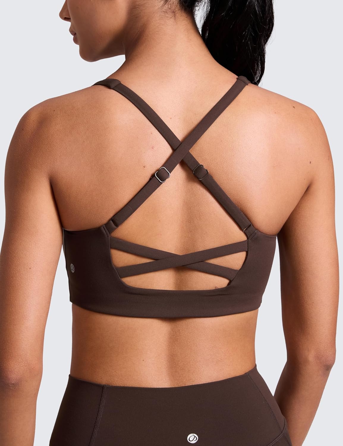 CRZ YOGA Butterlift Cross Back Sports Bras for Women - Scoop Neck Adjustable Straps Wireless Padded Pilates Workout Top - Image 4