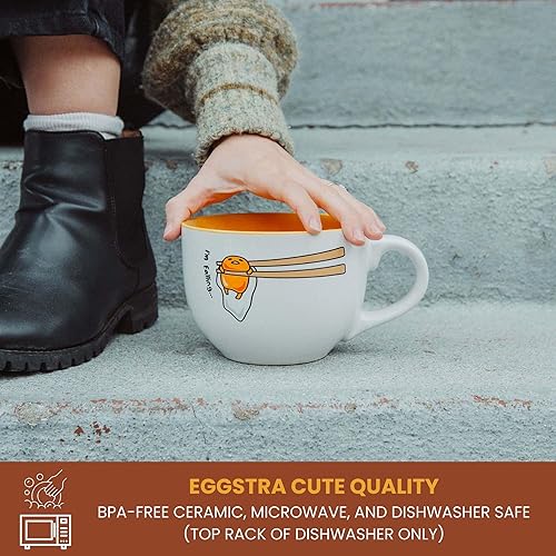 Miniatura 5 de Sanrio Gudetama "I'm Falling" - Tazón de cerámica para sopa para helado, cereales, bebidas, capacidad para 24 onzas