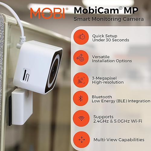 Miniatura 3 de Mobi Cam MP 1080p Wi-Fi Smart Home Security para monitor de bebé, cámara de perro con detección de movimiento, cámara de audio de 2 vías con visión