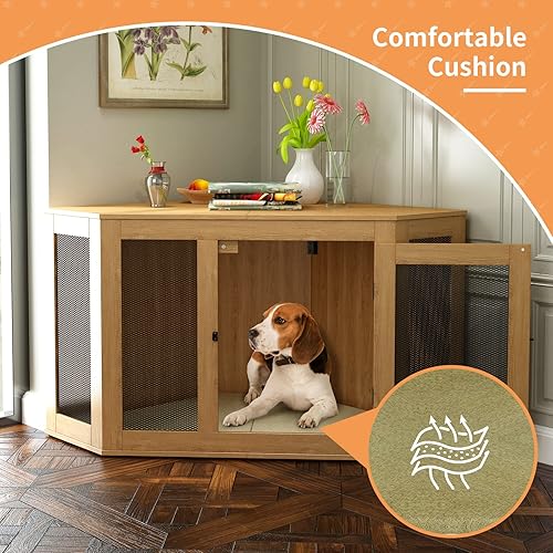 Miniatura 5 de Jaulas para perros grandes jaulas para perros muebles de perrera para interiores con cojín y puertas con cerradura jaula de esquina para perros