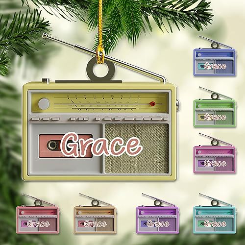 Miniatura 11 de Adorno de radio personalizado 2025, adorno de radio retro personalizado, cinta de cassette, adornos retro, adornos de radio de Navidad, adornos de