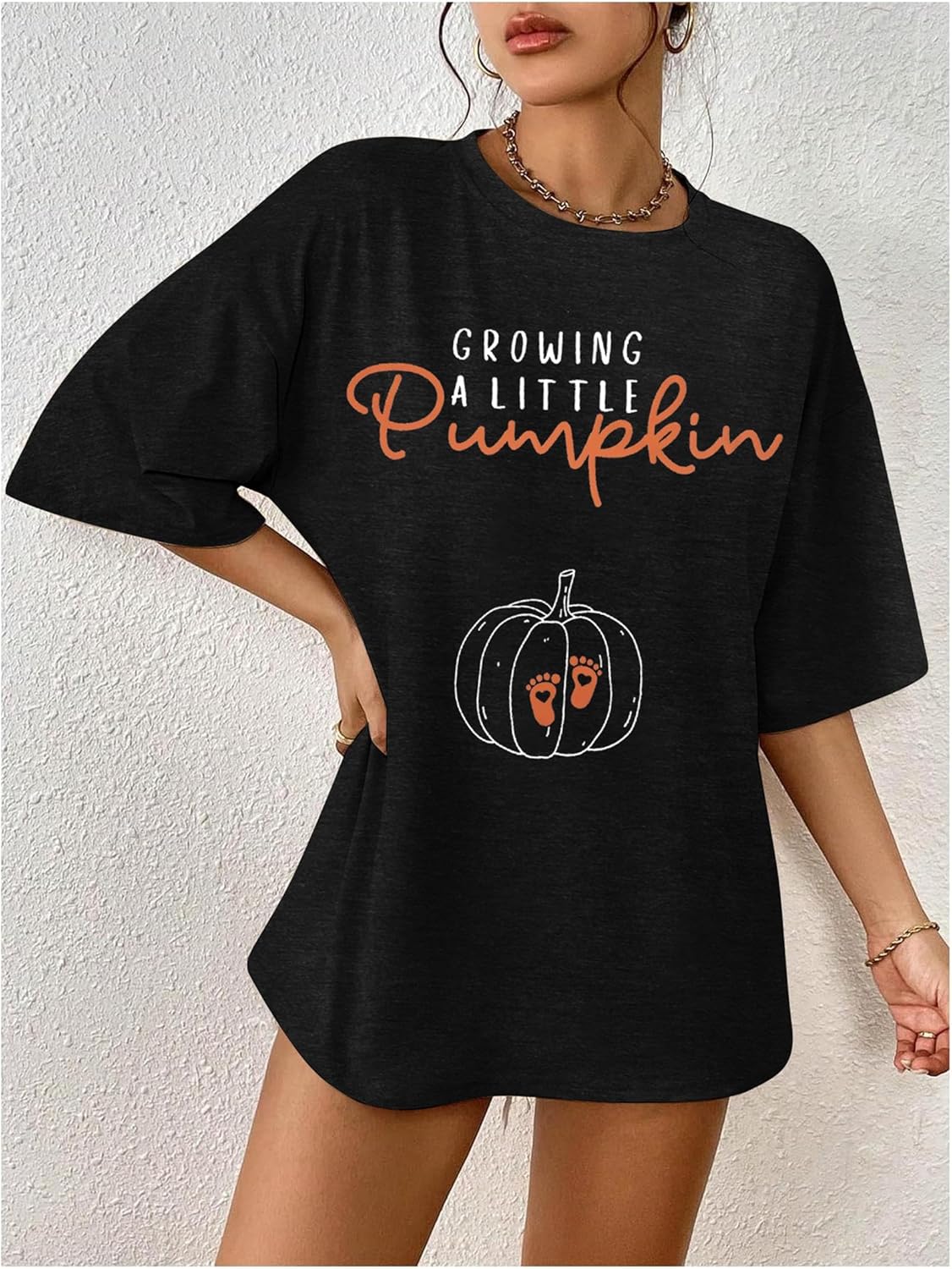 Women's Maternity Shirt Thanksgiving Growing a Little Pumpkin T Shirt Fall Pumpkins Graphic Pregnancy Announcement Tops - Image 4