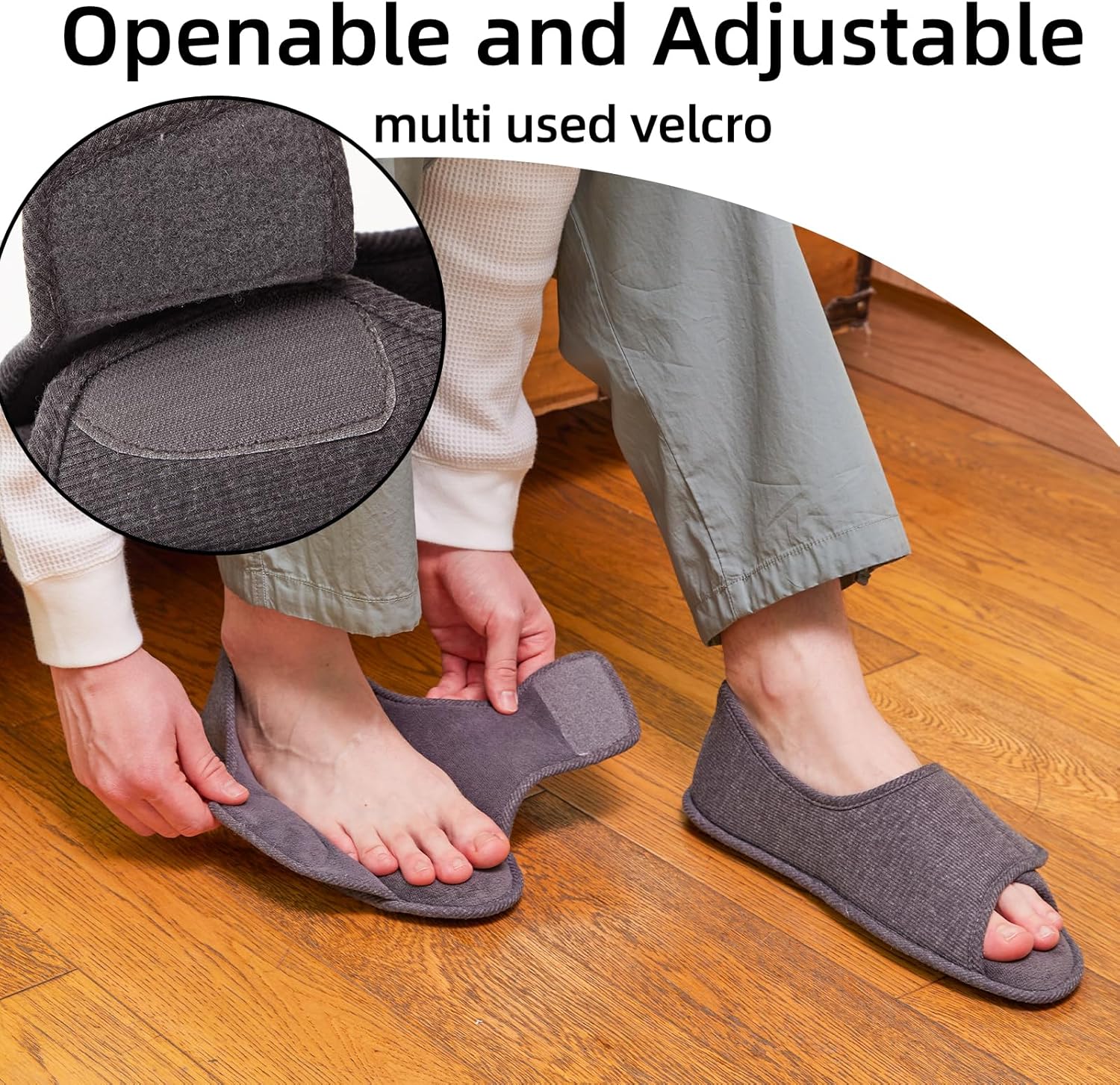 Magtoe Men’s & Women’s Open-Toe Adjustable Memory Foam Slippers, Comfy and Breathable House Shoes for Indoor/Outdoor - Image 2