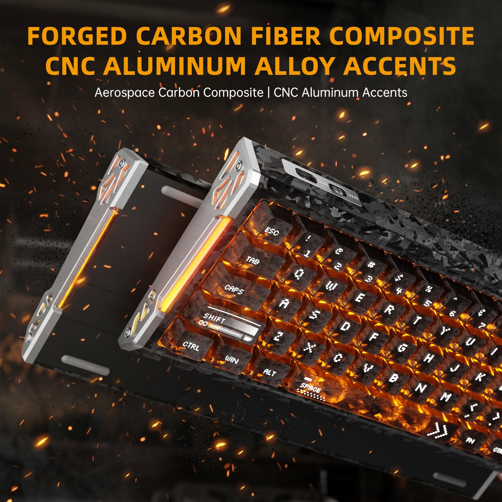 ATTACK SHARK R68 HE Tastiera Gaming Magnetica 8000Hz, Rapid Trigger 0,005 mm, Fibra di Carbonio Forgiata e Alluminio CNC, Snap Tap, Effetto Hall, 60% RGB Cablata, US QWERTY, PC/WIN, Nero Carbone