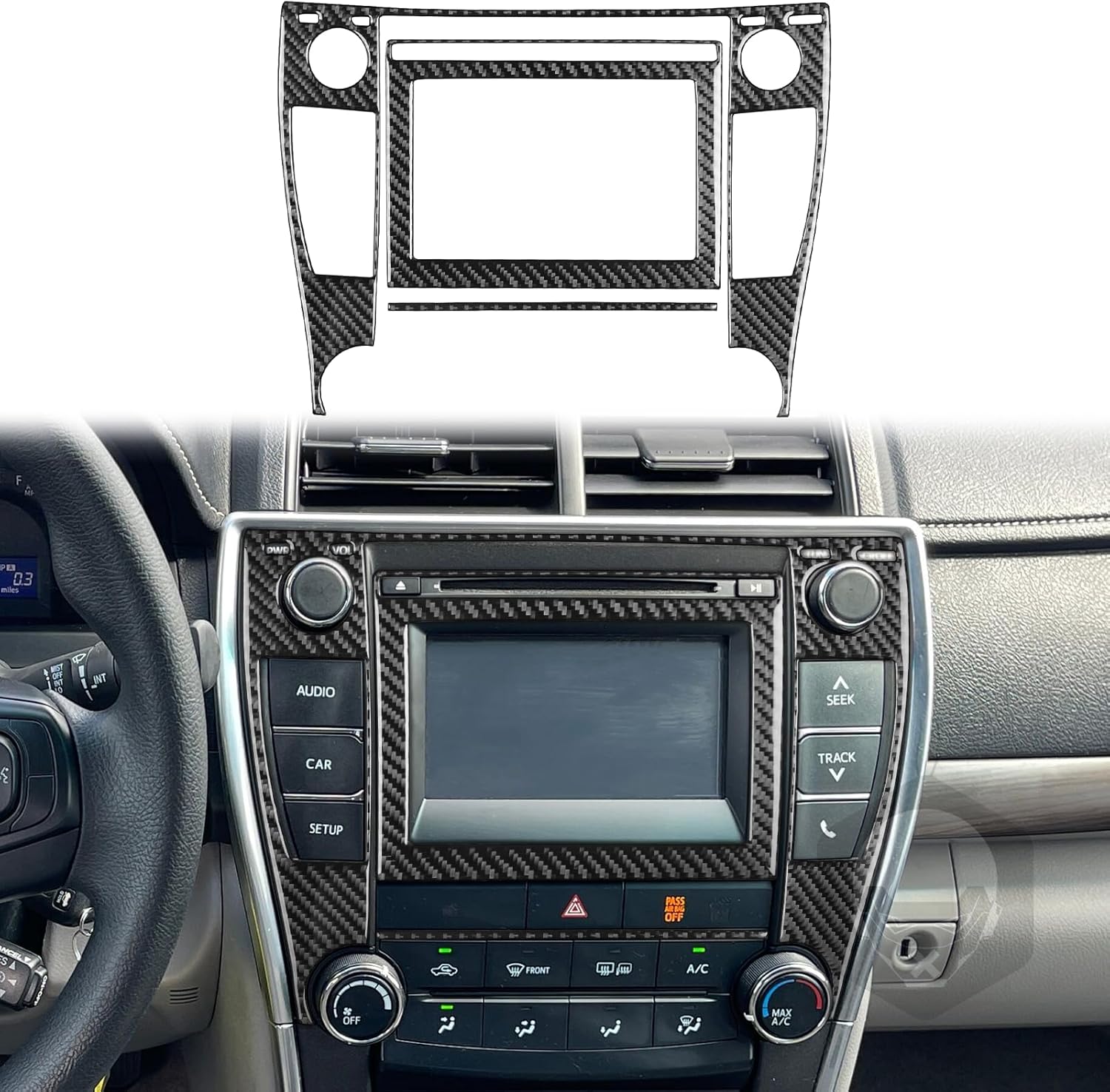 Compatible with Toyota Camry 2015 2016 2017 Accessories Real Carbon Fiber Car Central Control Multimedia Panel GPS Navigation Panel Frame Trim Interior Accessories Style B