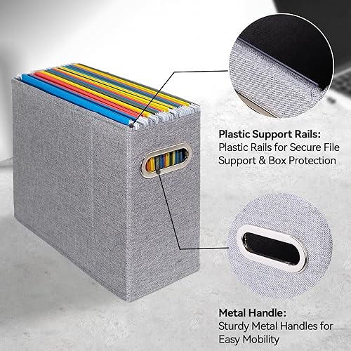 Miniatura 4 de Paquete de 4 organizadores de archivos tamaño carta, organizador de carpetas de archivos, caja de almacenamiento de tela, organizador de papel