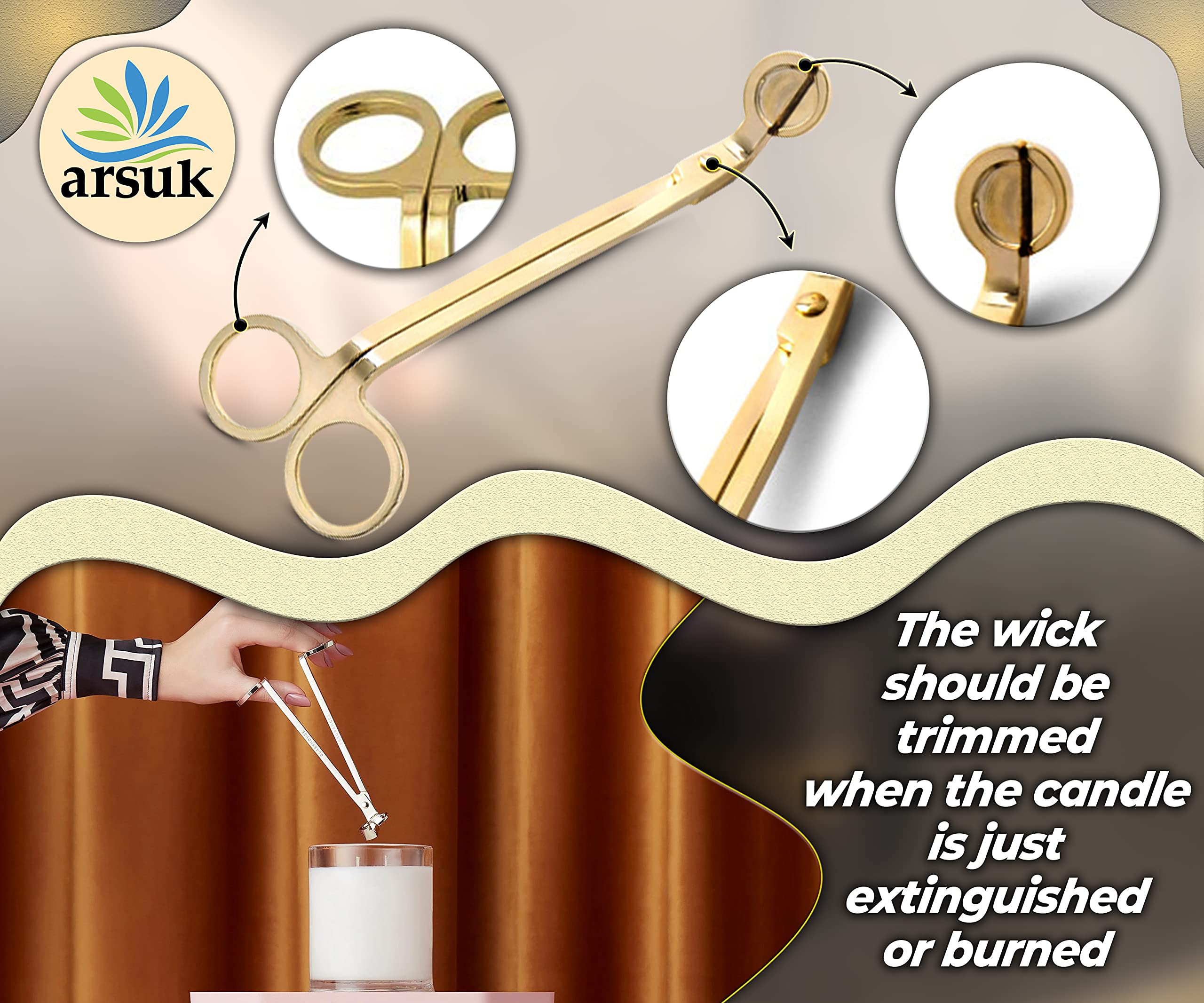 Spegni Candela A Campana In Acciaio Inox - Estintore Per Stoppino, Design Elegante In Oro