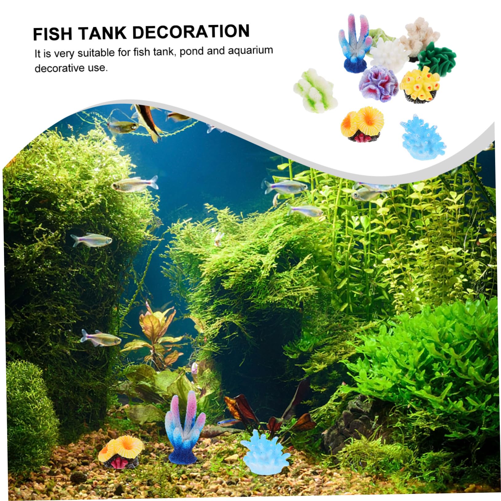 IWOWHERO 10Pcs Artificial Coral Sculpture Lifelike Aquarium Decor for Fish Tanks Durable Resin Vibrant Coral Landscaping Ornaments for Natural Aquatic Environments