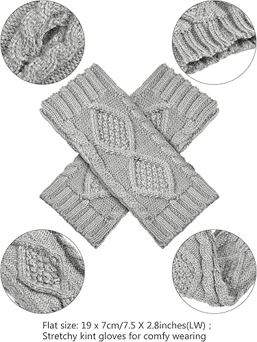 Miniatura 3 de SATINIOR 4 pares de guantes de invierno para mujer, cálidos, sin dedos, calentadores de brazo con agujero para el pulgar