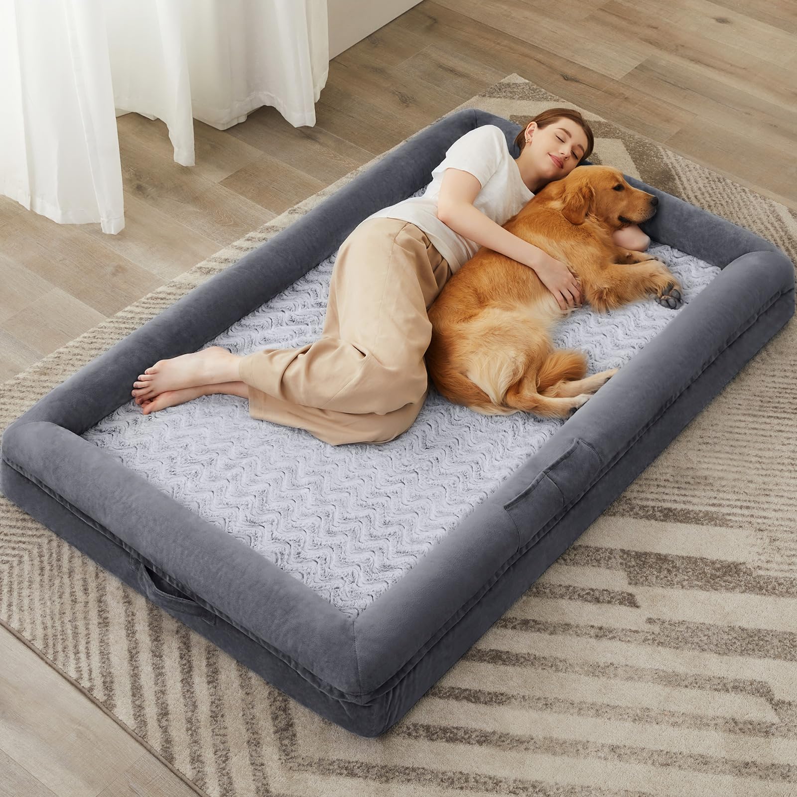 WNPETHOME Human Dog Bed Orthopedic for Adult &amp; Dogs Comfy Sleeping