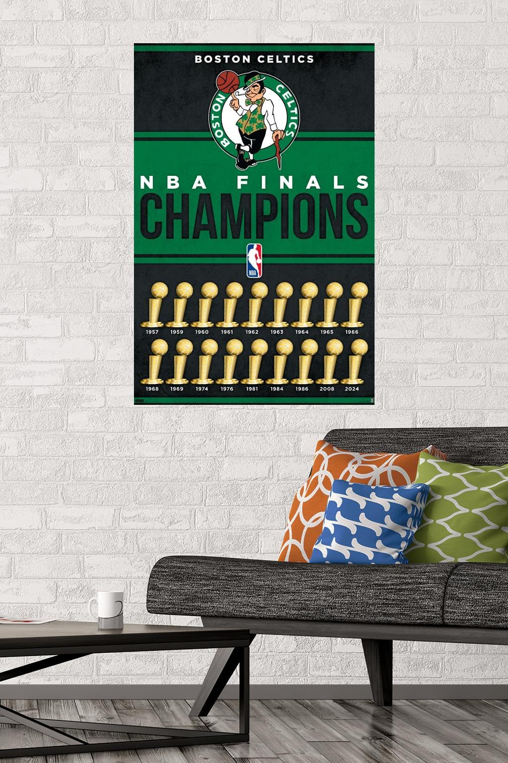 Trends International NBA Boston Celtics - Champions 24 Wall Poster, 34L x 22.4W, Unframed Version