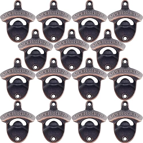 Miniatura 35 de abridor de botellas de cerveza de bronce antiguo, montaje en pared, estilo antiguo, abridor de tapas de botellas, montado en poste, acero inoxidable